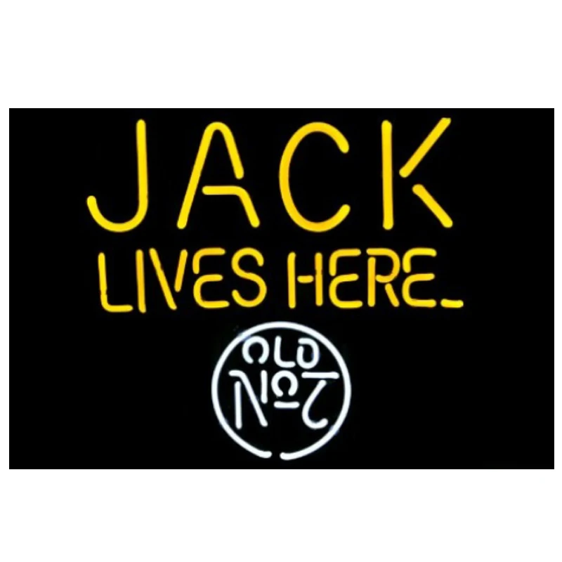 

Jack Lives Here Old No.2 Neon Sign Custom Handmade Real Glass Tube Beer Bar KTV Store Home Decoration Display Light Lamp 24"X20"