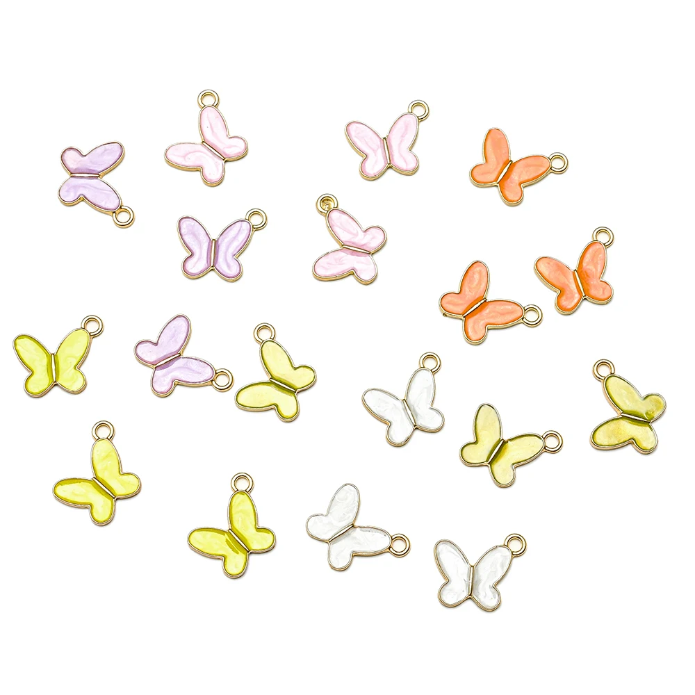 Модные 10 шт./лот эмалированные Подвески с насекомыми бабочками для изготовления