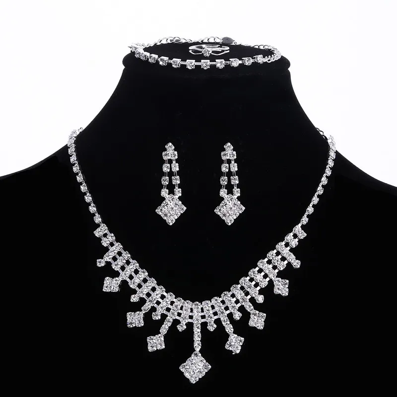 MINHIN австрийский кристалл свадебные комплекты украшений для женщин Bijoux аксессуары для бракосочетания сверкающие посеребренные кулон ожерелье наборы - Окраска металла: 731