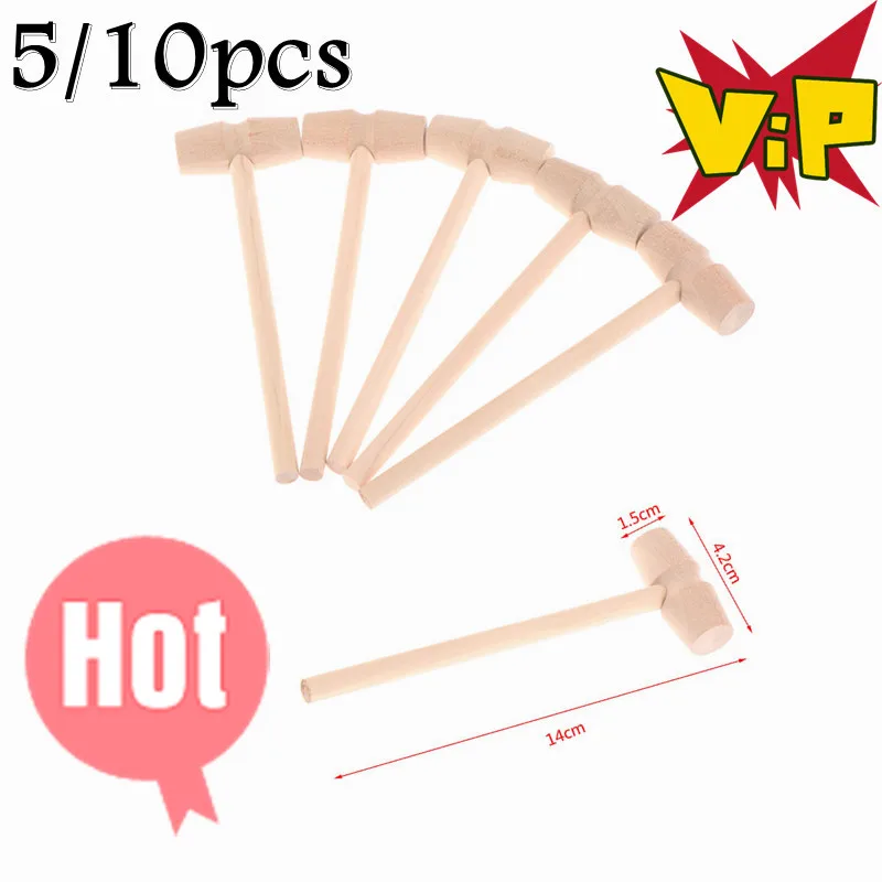 

5/10 Pieces Mini Wooden Hammer Balls Toy Pounder Replacement Wood Mallets Baby