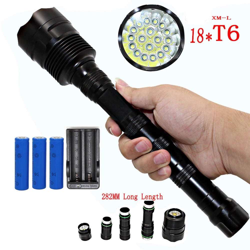

Powerful 18x XM-L T6 LED Flashlight 20000LM Ultral Bright Tactical Torch Lamp Night Light For Emergency and Self Defense