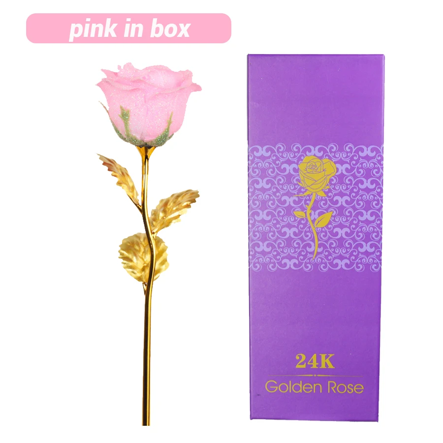 pink in box Романтический Красочный светодиодный сказочный розовый искусственный Галактический цветок розы для подруги, подарок на день Святого Валентина, свадебный Декор для дома - Цвет: pink in box
