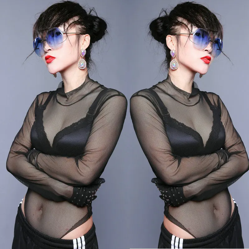 

Женский топ с вырезами, сетчатый боди, танцевальные костюмы в стиле джаз, хип-хоп, одежда для ночного клуба, бара, рейвы, одежда для бальной ко...