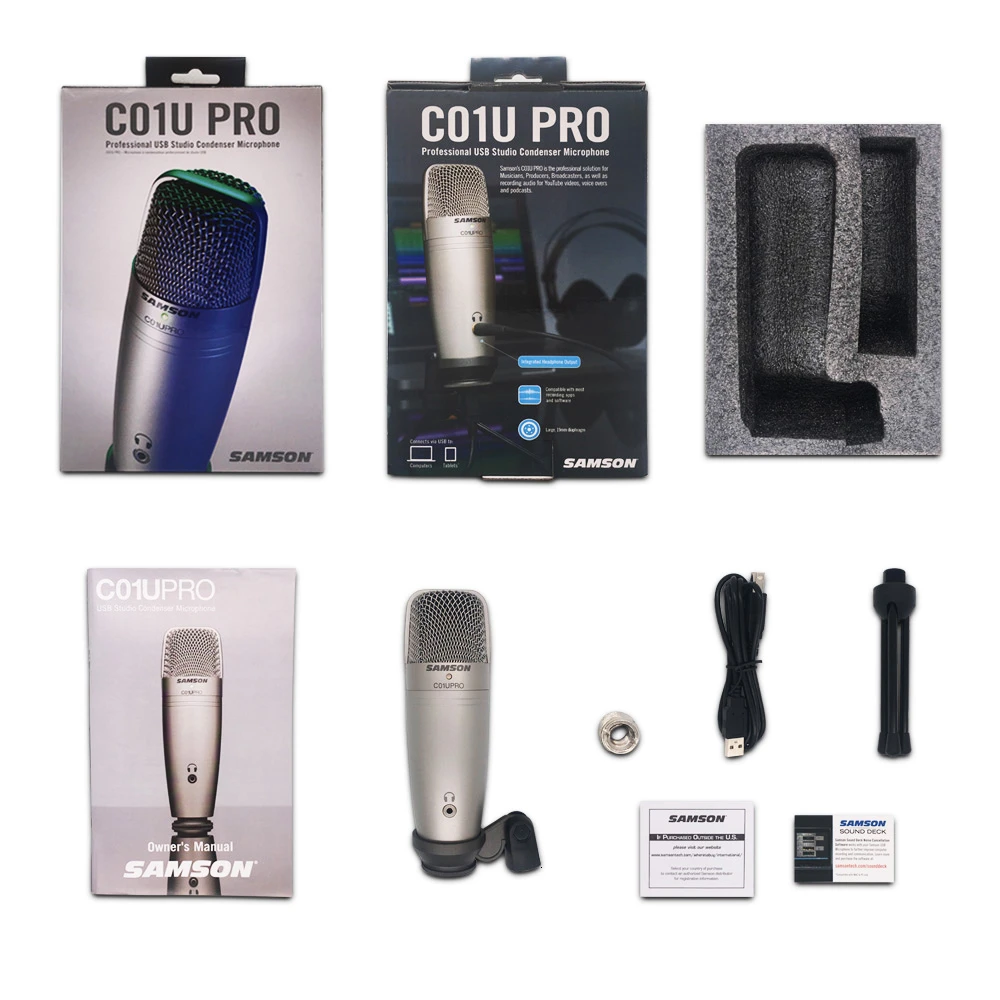 Samson C01U Pro USB Студийный конденсаторный микрофон для профессионального радио диктофона, речевого повествования