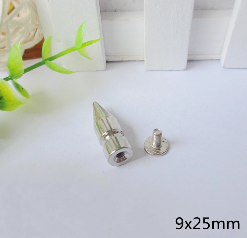 15(9x25mm) Латунные шипы в форме пули панк одежды заклепки Шпильки для сумки, шляпы, обуви, кожаный чокер diy аксессуар для рукоделия - Цвет: 15(9x25mm)