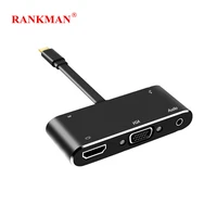 rankman type c thunderbolt 3 to hdmi compatible vga usb 3 0 c aux adapter for macbook samsung s20 dex surface xiaomi 10 tv ps5