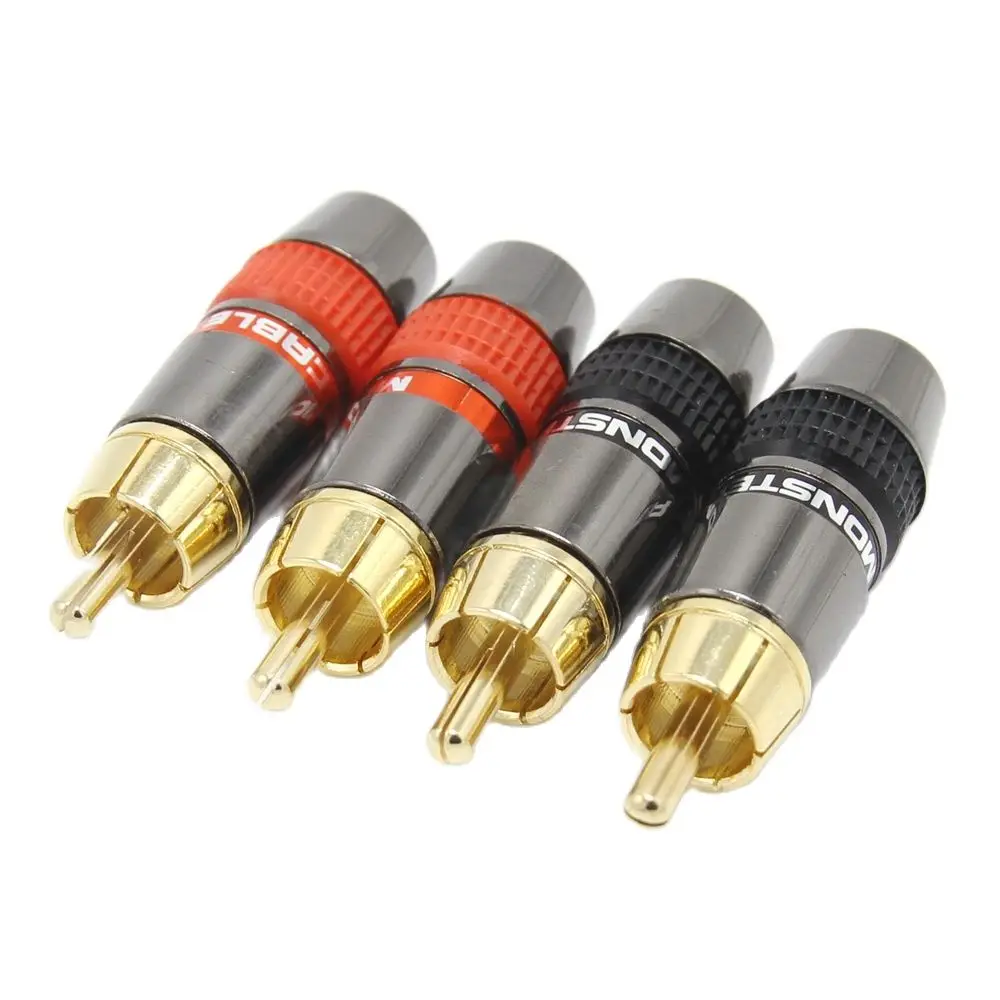 4 шт./лот DIY RCA штекер HIFI позолоченный Аудио кабель Мужской разъем золотой адаптер