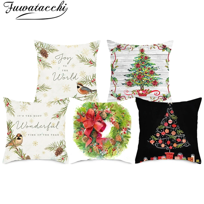 Чехол для подушки с двойной печатью Fuwatacchi чехол в подарок на Рождество дома