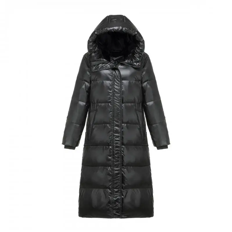 Пуховик женский длинный на белом утином пуху парка женская зимняя куртка длинное