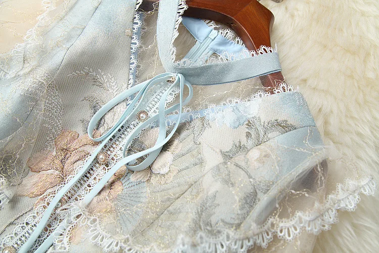 

European and American women's clothing 2021 The new spring Long sleeve stud lace stitching jacquard Fashionable dress