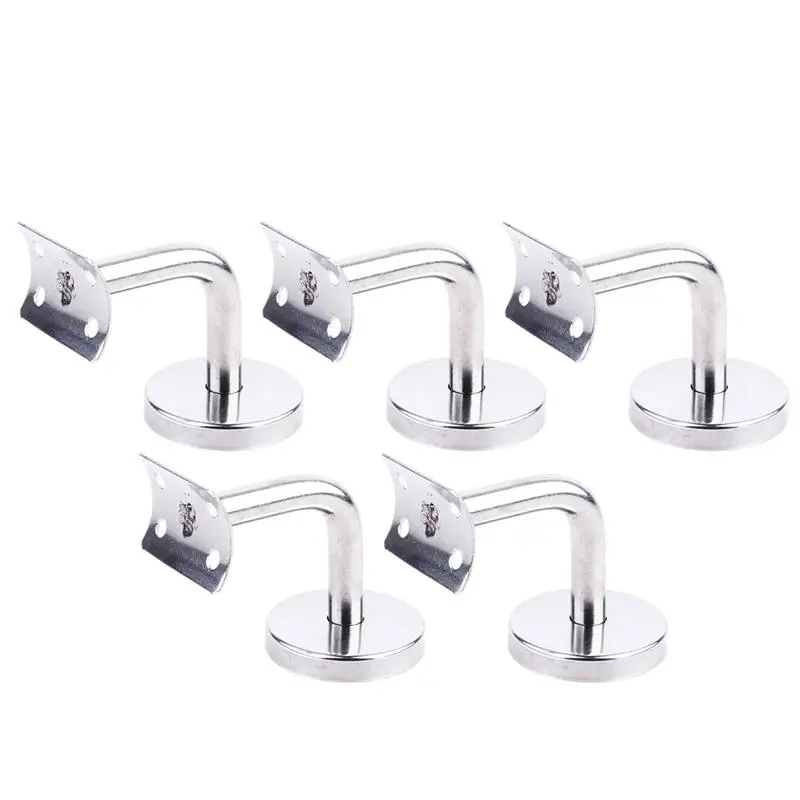 5Pcs Stainless Steel Wall Holder Handrail Wall Mounted Brackets Supports Stair Accessories Glass Tray (Without Screw)