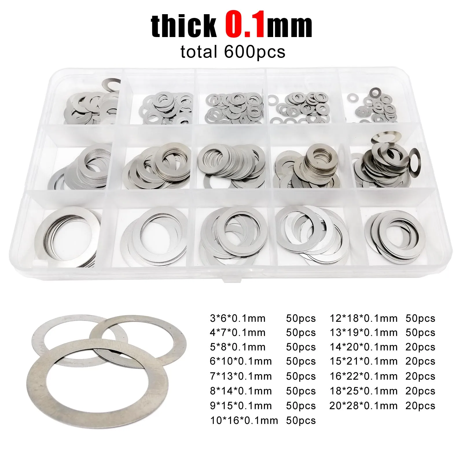 

Шайбы из нержавеющей стали HZYUEGOU, набор 600 шт., M3-M20