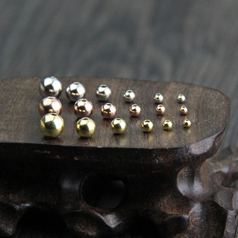 30pcs Gold / Platinum / Rose Gold 925 Sterling Silver Round Spacer Beads Handmade Beading DIY Bracelets Charm Jewelry Making
