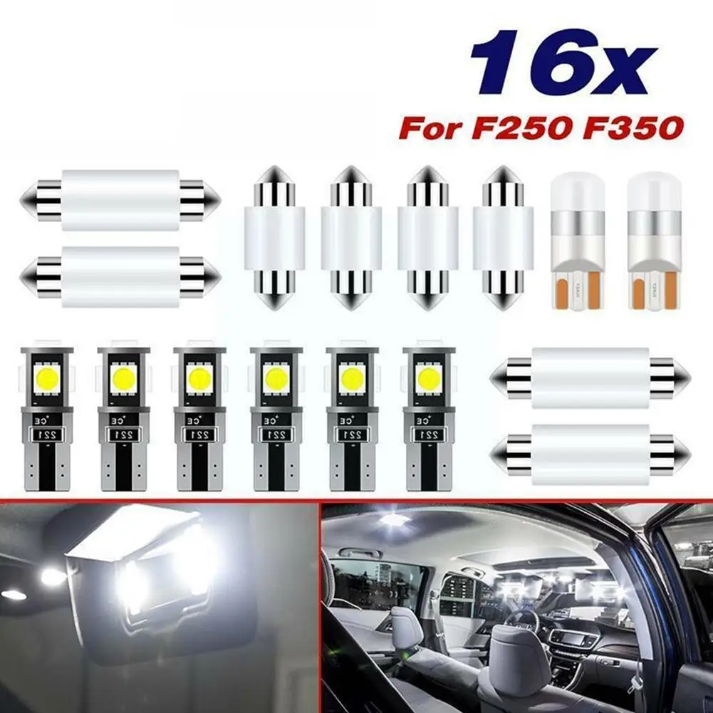 

16pcs/set for FORD F250 F350 1998-2018 Lamp Car LED 194 White Light 12V DC Wedge 192 Lights Bulbs 168 Blue Marker Plate Lic S2Y9