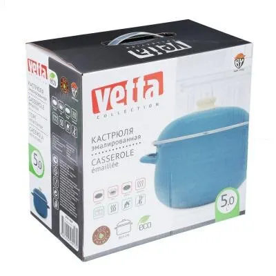 VETTA Глянец Кастрюля эмалированная 24см 5 0л синий | Дом и сад