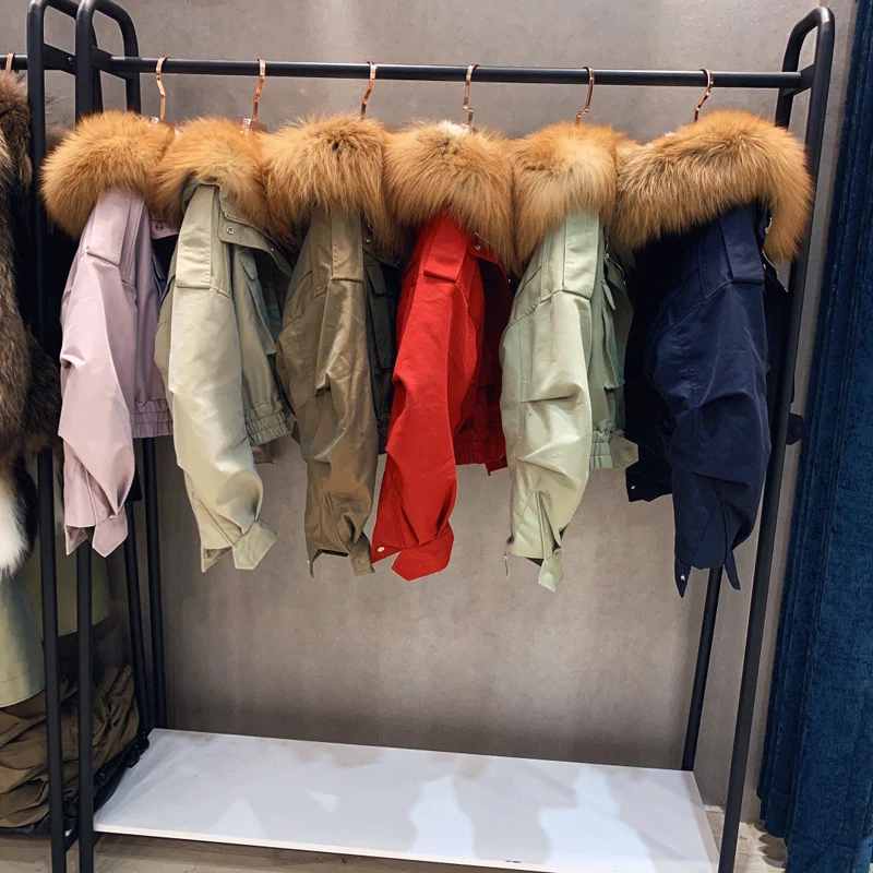 

Winter Real Fur Coat Woman Short Natural Silver Fox Red Fox Pie Overcoming Coat Wool Liner Fashion Korean Bat Style Tooling Styl