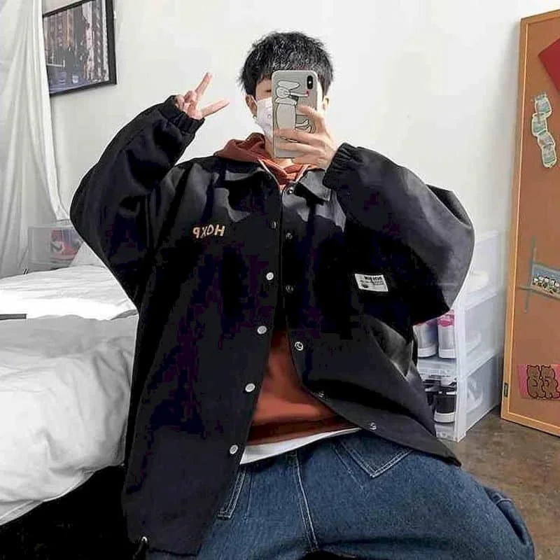 Мужская куртка корейский тренд Повседневная Свободная сафари в гонконгском