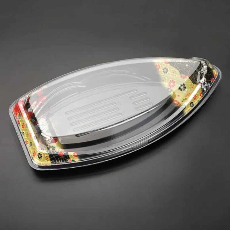 

10 шт., прозрачная пластиковая коробка для суши в японском стиле, коробка для упаковки еды, контейнер для столовой посуды