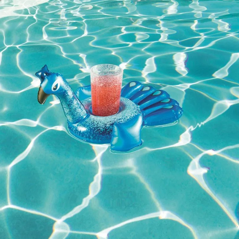 

Giant Peacock Inflatable Island Pool Floating Lounge wIth Cup Holder Flamingo Swimming Float Air Mattresses for Party Water Toys