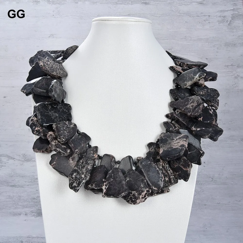 Ювелирные изделия GuaiGuai ожерелье из яшмы черного морского осадка 20 дюймов 2 нити |