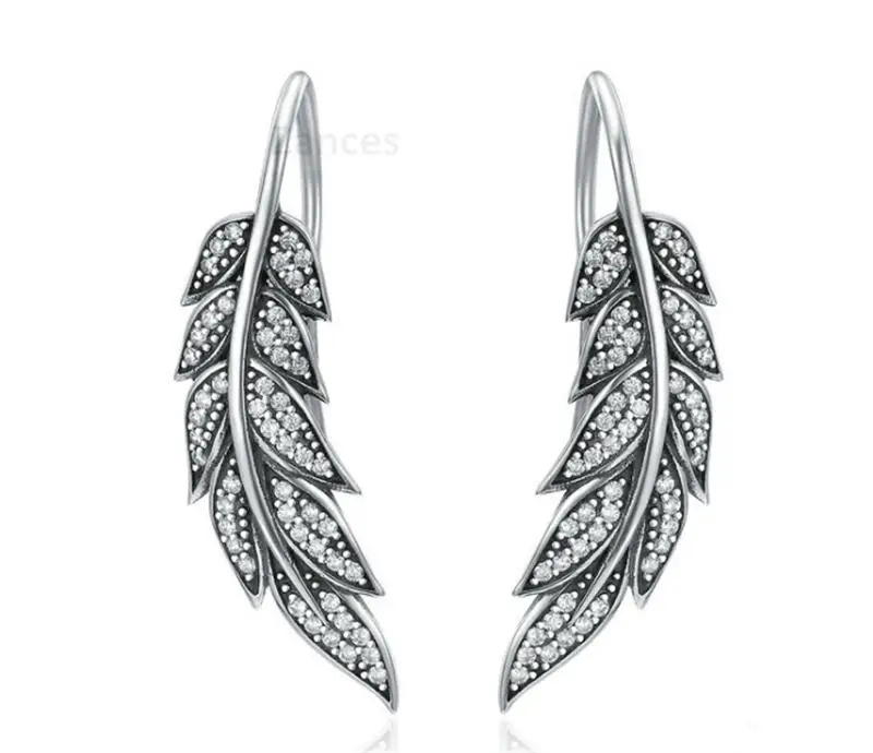 

Женские винтажные серьги-гвоздики в виде листьев из стерлингового серебра S925, ювелирные изделия, длинные серьги-капли, индивидуальные серь...