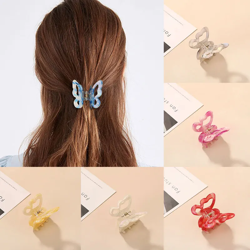 

Colorful Gradient Hair Crab Clamp Hair Claws Women Girls Acetate Resin Sweet Fairy Butterfly Hairpin Clip Geometric Barrette