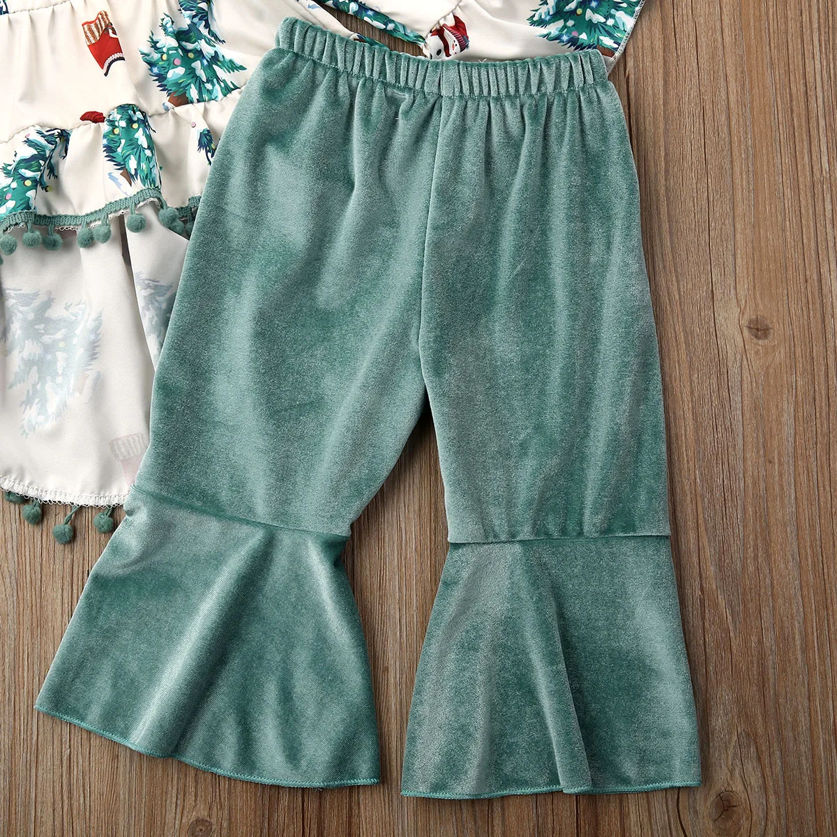 Комплект одежды для новорожденных девочек топ с оборками и длинные штаны