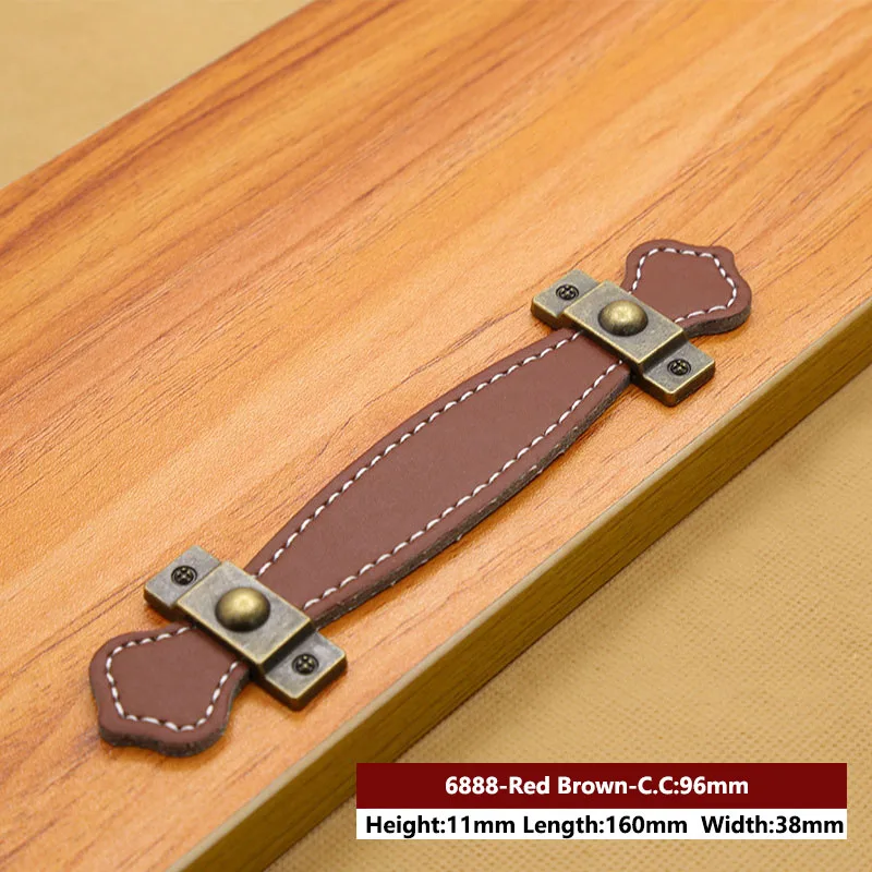 Red Brown-96mm JD кожаная ручная сумка ручки для дверцы ящика коричневый черный оборудование для обработки мебели украшение цинковый сплав - Цвет: Red Brown-96mm