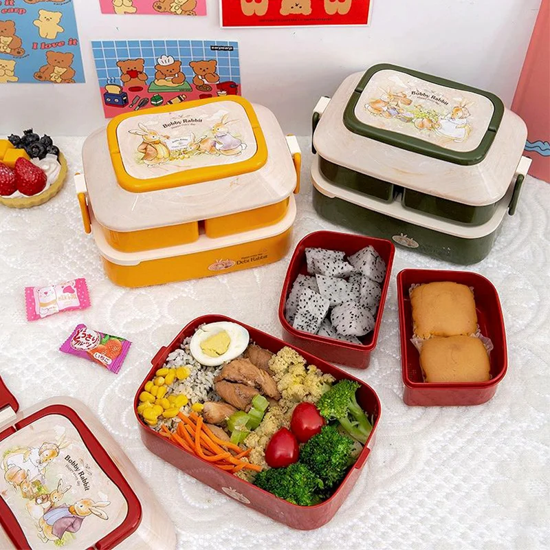 

Cartoon Lunch Box Student School Multi-Layer Lunch Box Tableware Breakfast Food Container Kids Picnic Bento Boxes Microwave
