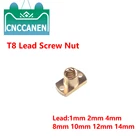 Медная гайка с фланцем T8 Nut H для свинцового винта T8, шаг 2 мм, свинцовый 2 мм, 4 мм, 8 мм, 12 мм для трапециевидного винта T8, детали для 3D-принтера