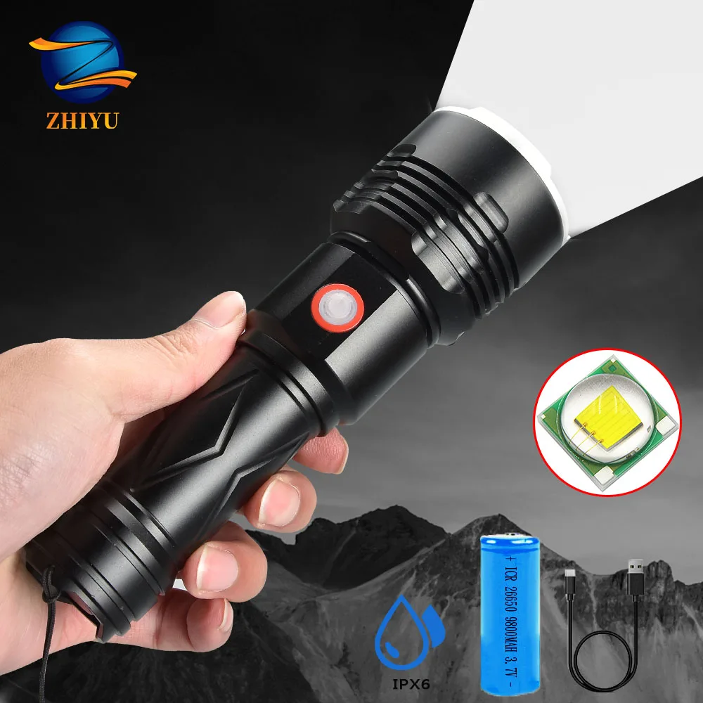 Светодиодный Ультраяркий фонарик ZHIYU P50 мощный осветительный прибор с бликовым