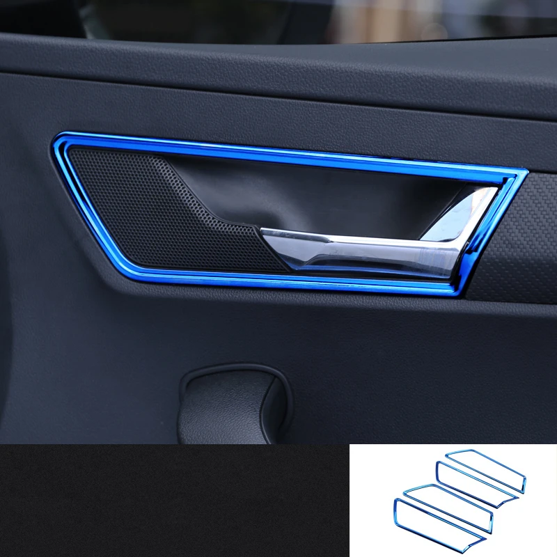 gem blue Lsrtw2017 нержавеющая сталь автомобиля внутренняя дверная чаша рамка планки для Skoda Karoq интерьер молдинги аксессуары - Название цвета: gem blue