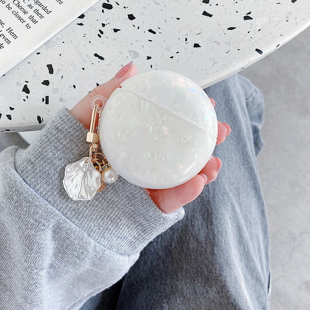 

Блестящий Роскошный чехол для наушников Huawei Freebuds 3, чехол из золотой фольги с жемчужинами и подвесками для гарнитуры ледника, чехлы из ТПУ дл...