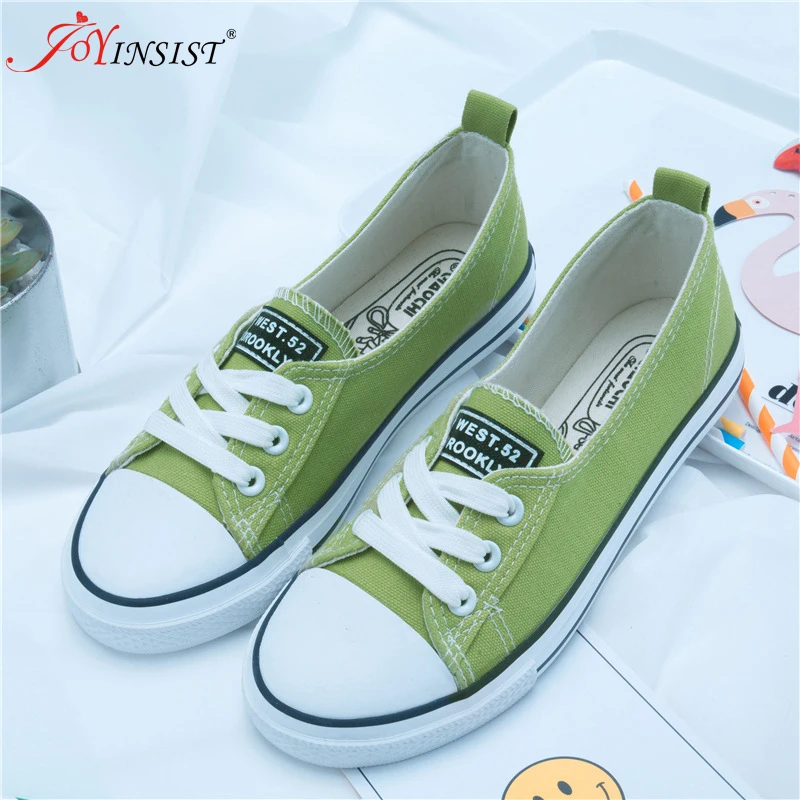 Весенняя легкая парусиновая обувь Женская без шнуровки Корейская для студентов
