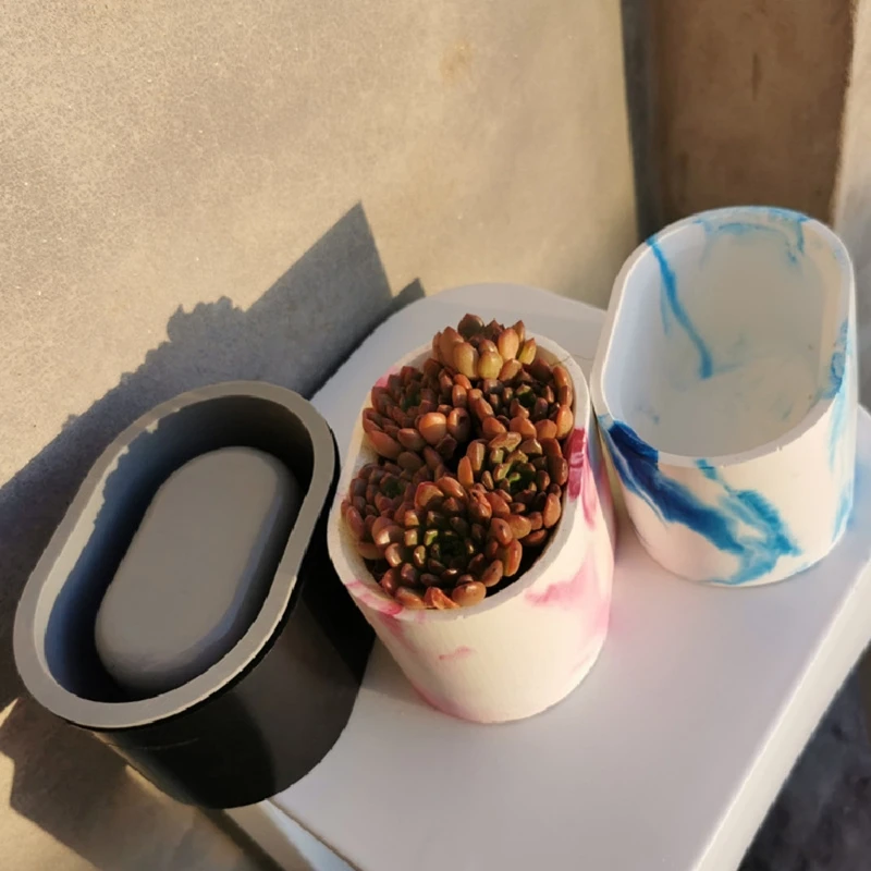

Succulents Flower Pot Resin Silicone Mold Suitable for Diy Garden Concrete Flower Pot Candle Holder Crafts Home Decor