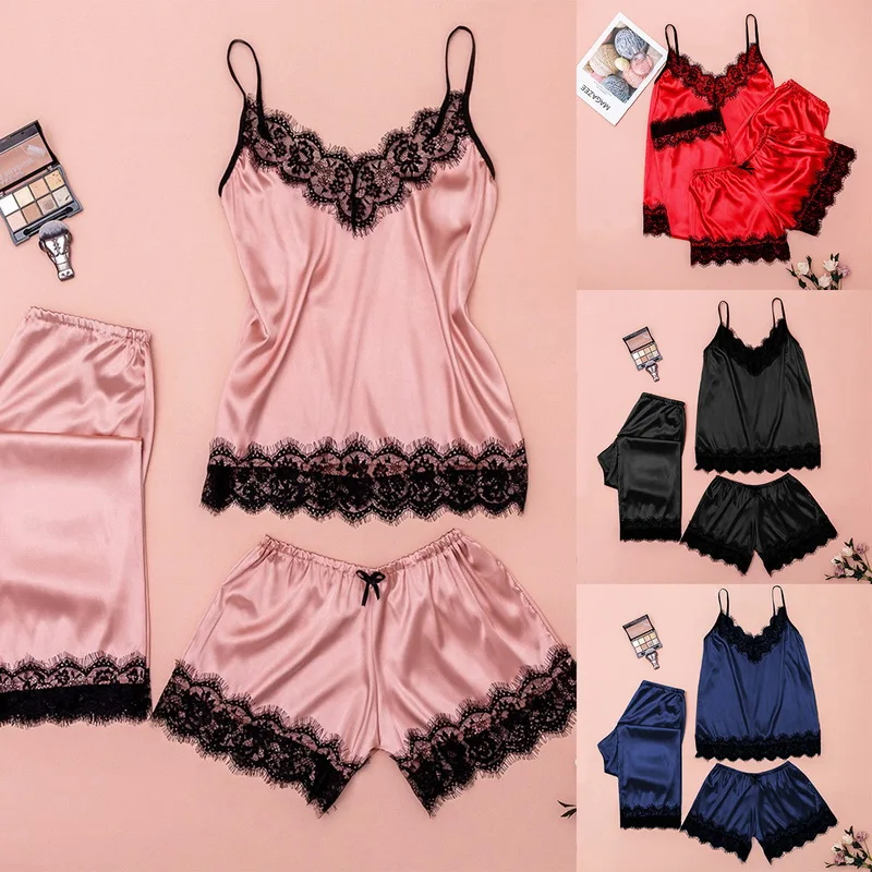 

Sexy Girls Cute Lace Solid Pajamas Women Fashion Sling Underwear Shorts Casual sling Ladies Pajama Sets Summer 2021 New