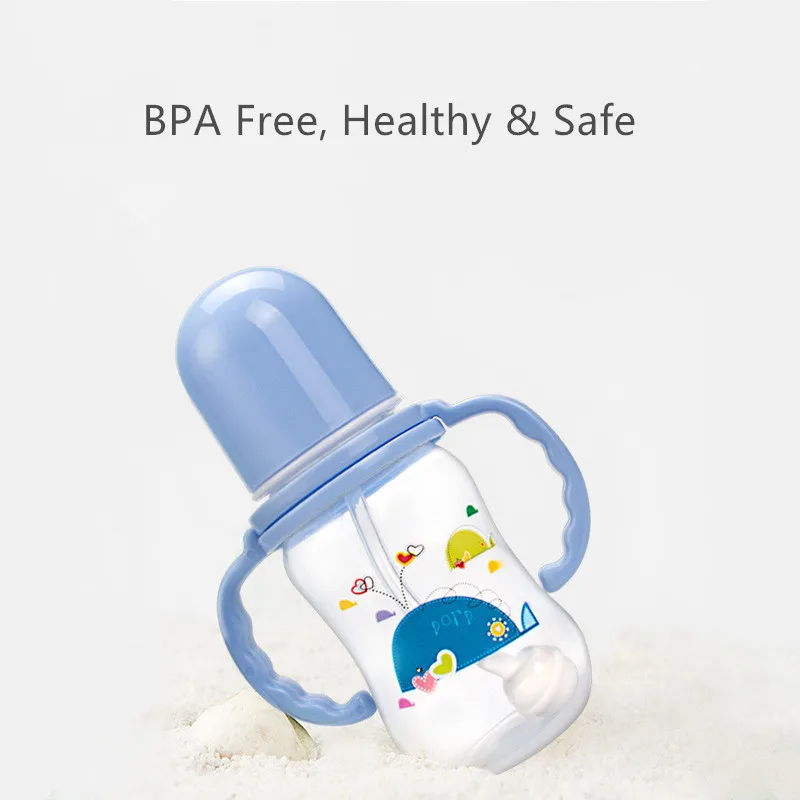 150 мл детская бутылочка для кормления с ручками питьевой воды соломы бутылки