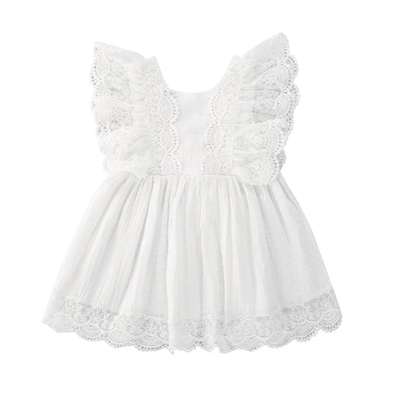 Newborn Toddler Kid Baby Girls Clothes White Summer Dress Children's Clothing Sets Ruffles Lace Bow Princess Dresses Costumes | Детская