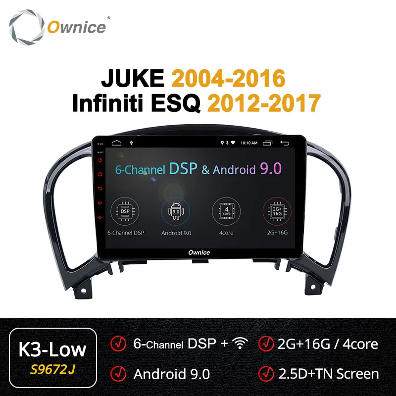 Ownice Android 9,0 360 Panorama автомобильный dvd-плеер gps k3 k5 k6 для NISSAN JUKE 2004- автомобильный радиоприемник с навигацией gps 4G LTE SPDIF - Цвет: S9672 K3-Low