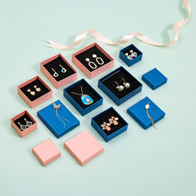 Розовая синяя шкатулка для украшений упаковка ожерелий оптовая продажа 10 шт.