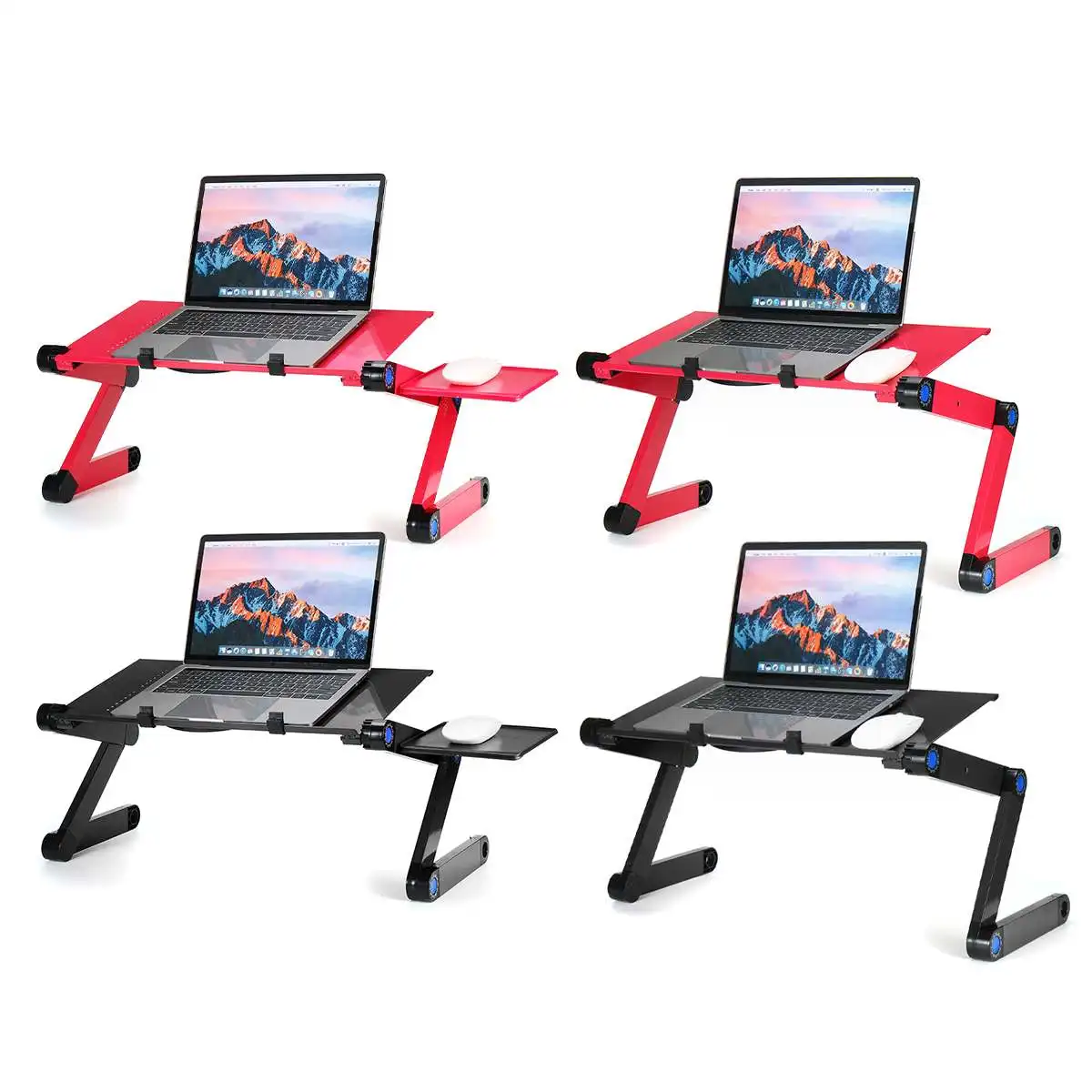 

Portable Aluminum Laptop Desk 360 Adjustable Computer Desk Foldable Computer Stand With Mouse Pad Cooling Hole USB Fan