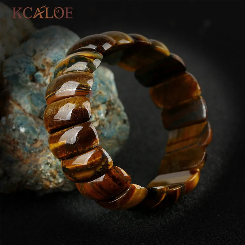Tiger eye stone KCALOE прозрачный браслет с лунным камнем для женщин модные широкие браслеты с натуральным камнем модные ювелирные изделия Pulsera - Окраска металла: Tiger eye stone