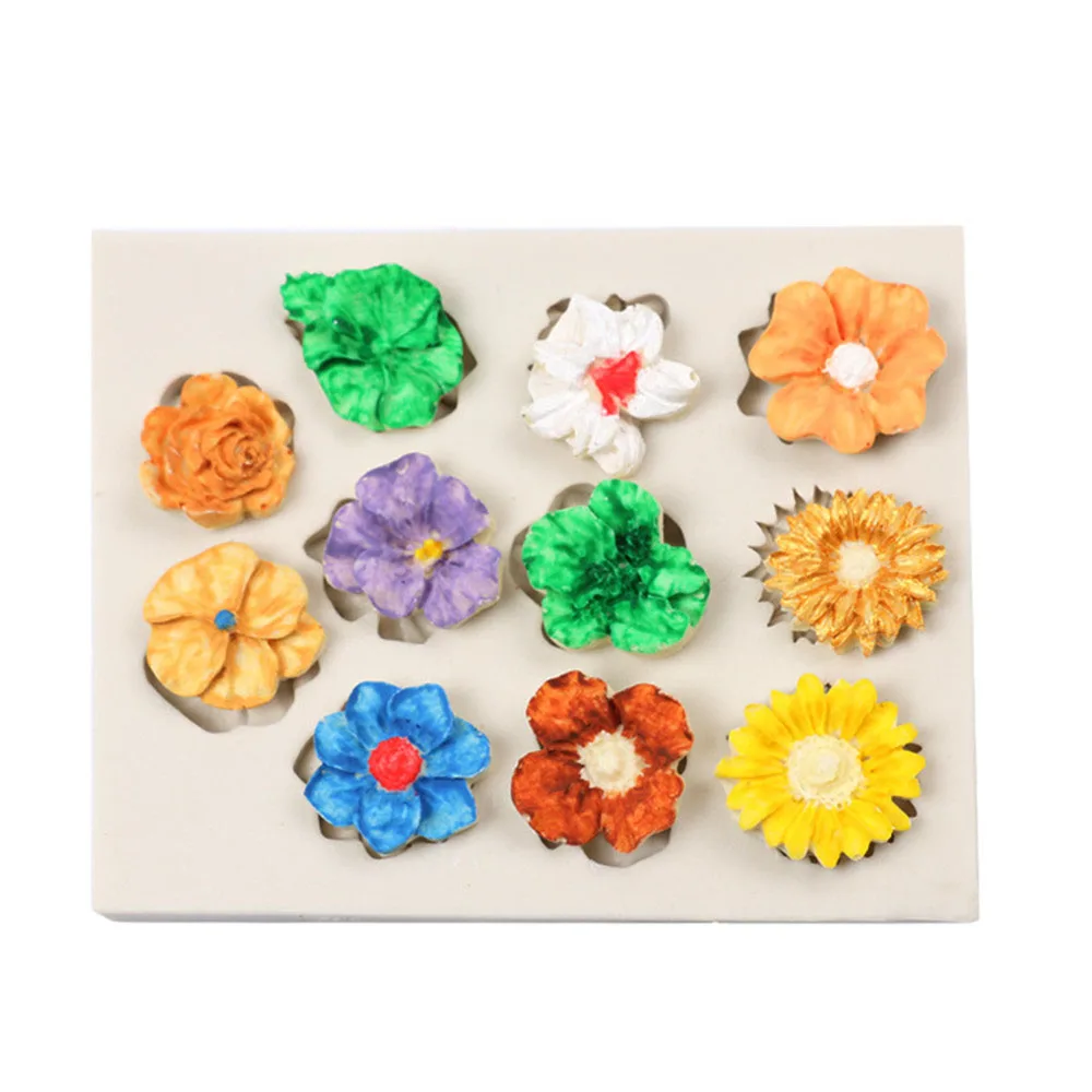 DIY украшение для торта инструменты силиконовые формы 11 цветов помадка торт