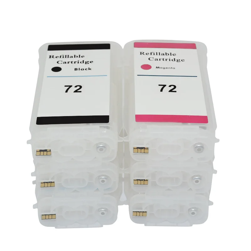 Перезаправляемый картридж с чипом совместимый 6 цветов для HP 72 DesignJet T610 T770 T790T1100