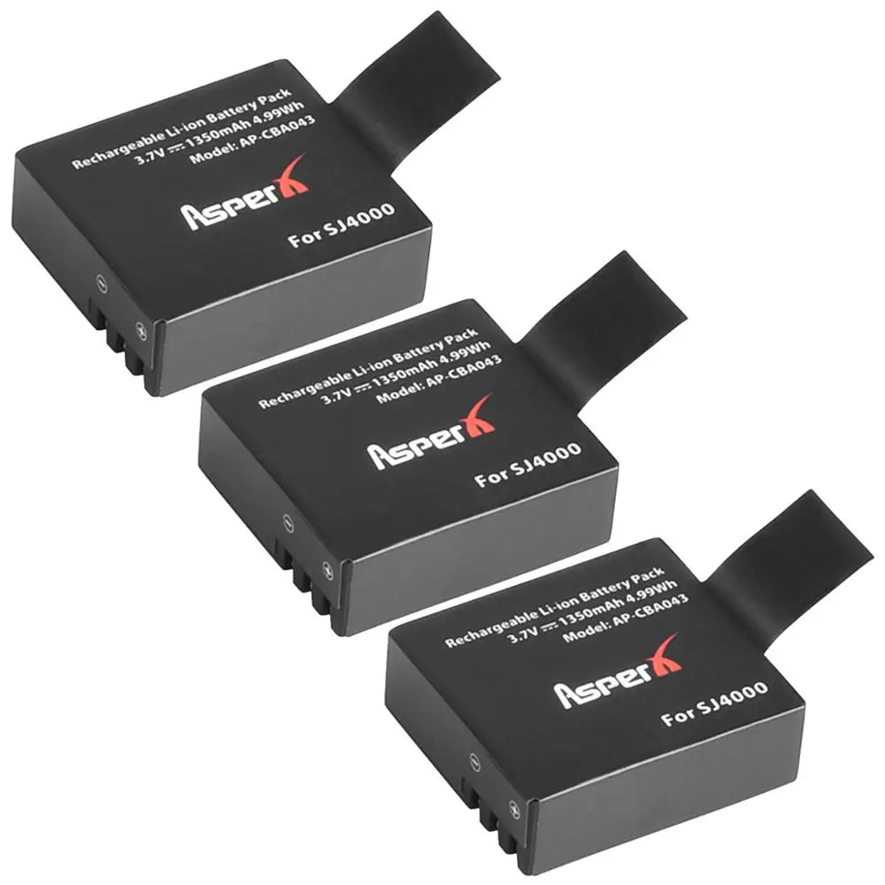 Аккумуляторная батарея SJ4000 3 шт. + зарядное устройство USB со светодиодными слотами