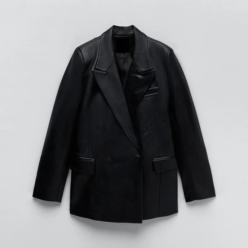 

Осенний Новый кожаный блейзер, куртка, модель 2021 года, Женская демисезонная модная мотоциклетная куртка из искусственной кожи с поясом, ули...