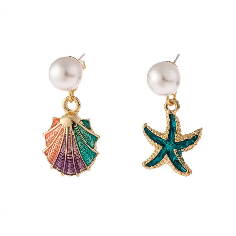 Новинка пара сережек RUANME с глазурью синяя Морская звезда Модные Цветные Серьги