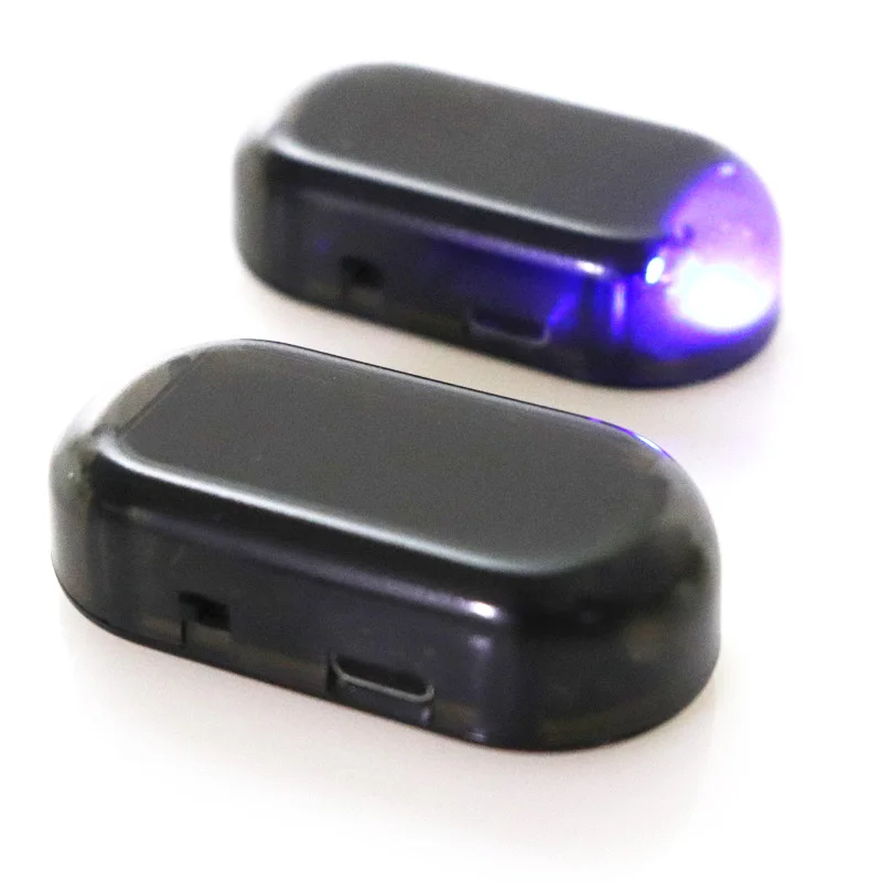 Солнечная USB Мощность автосигнализации светильник Анти-кражи Предупреждение мигающий поддельные Автомобильный светодиодный светильник вспышки мигает при красные, синие новое обновление