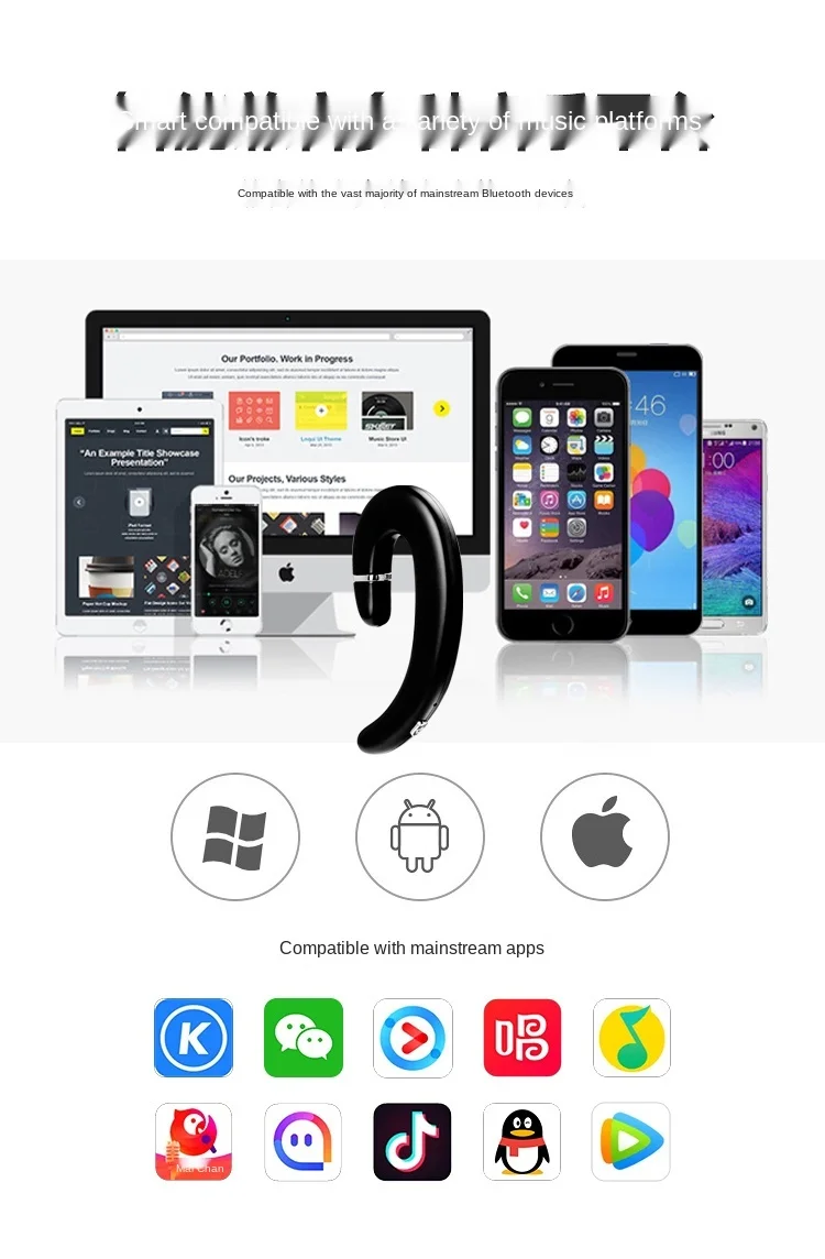 

5.0 Bluetooth bone conduction, portable universal helmet, hands-free, wireless, hang on ear, cell phone talk, exercise