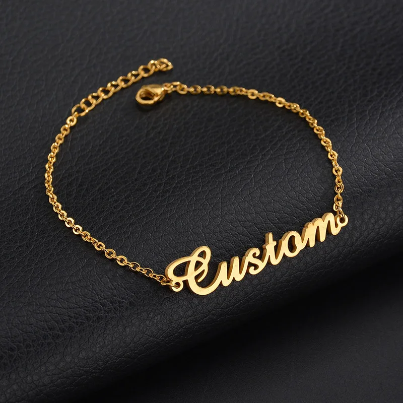 Bracelet 1 Персонализированные нержавеющая сталь пользовательское имя браслет для взрослых и детей золото регулируемый открытый пользовательский табличка браслеты пляжные ювелирные изделия - Окраска металла: Bracelet 1